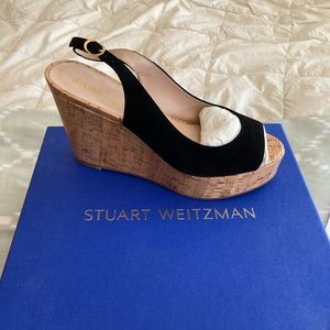 Stuart Weitzman black sandals with cork heel. Size 8.5